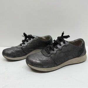 Dansko Women's Sz 40 US 9.5-10 Leather Christina Sneakers Shoes Metallic Black